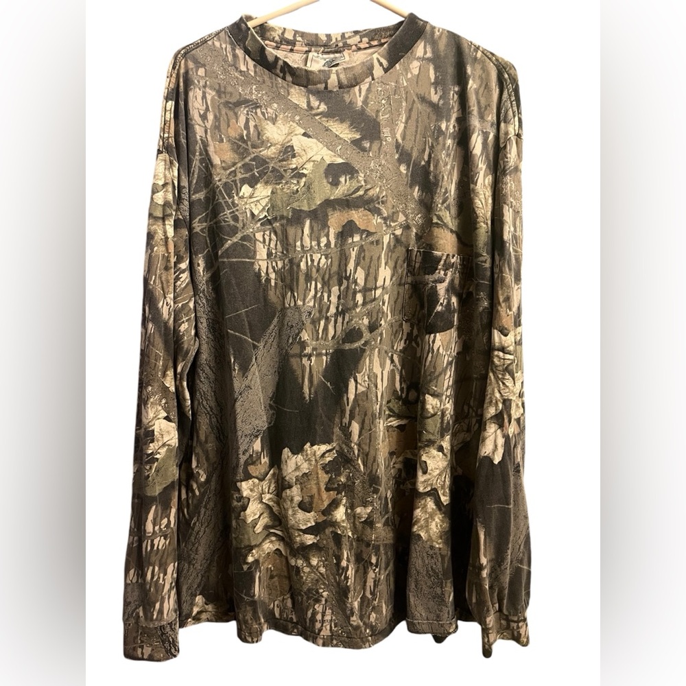Mossy Oak Camouflage Camo Vintage USA Pocket T-Shirt XXL Outdoors Grunge Hunt